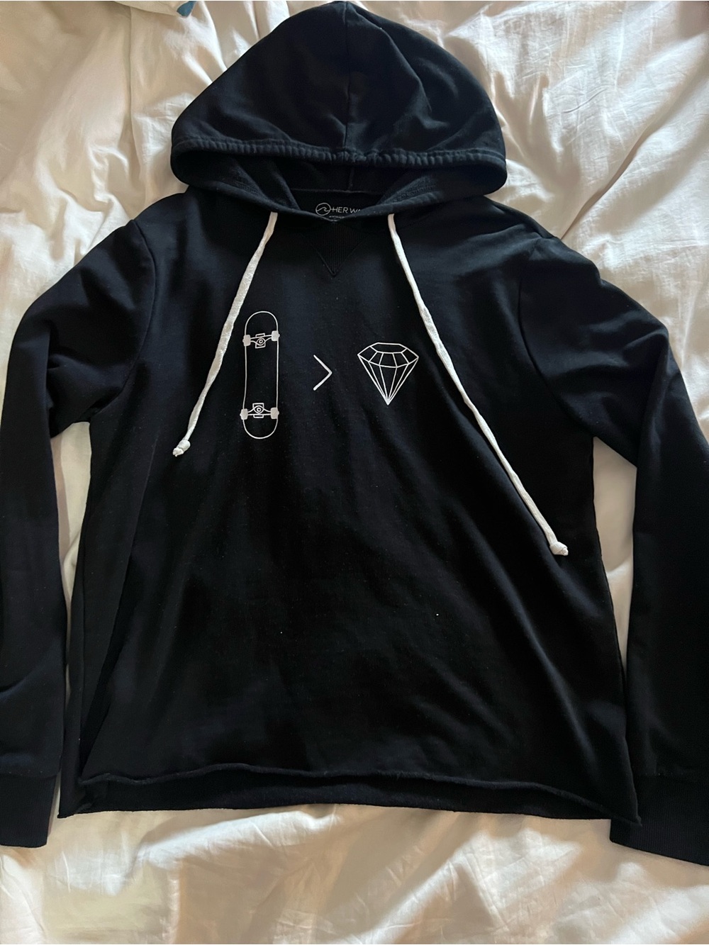 Black Graphic Skateboard Diamond Hoodie Sweatshirt